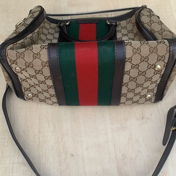 Authentic Gucci Canvas Web Boston Bag. $7️⃣0️⃣ 0️⃣ off PM - Picture 2 of 4